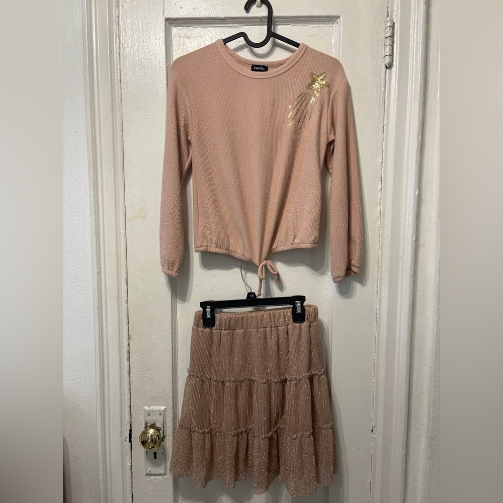 Elegant Pink Top and Skirt Set